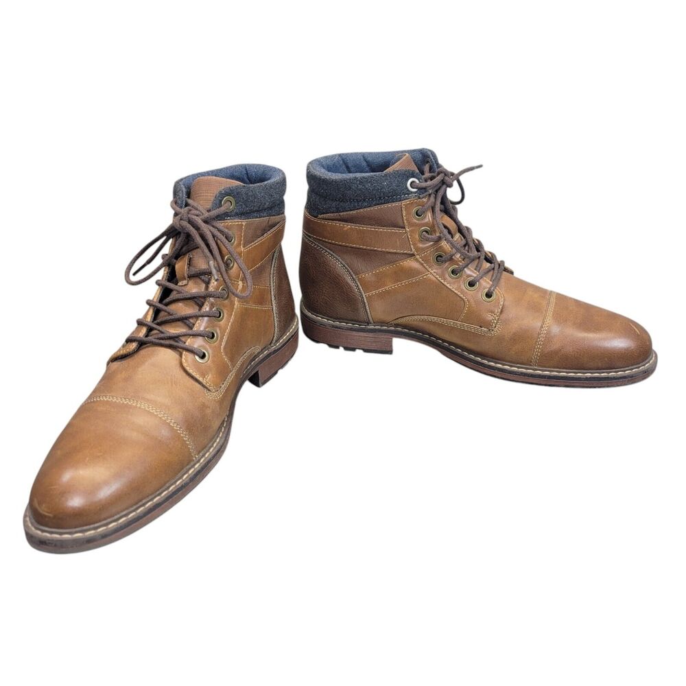 PARKER AND SKY Men's Brown Lace Up Boots‎ With Buckle Demim Lined Size 10 US